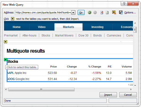 Monitor Stock Prices results